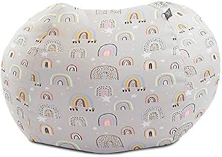 rucomfy Beanbags Kids Rainbow and Stars Bean Bag Chair - Machine Washable - Two Safety Zips to Avoid Spillage - Medium Size (D60 x H80cm)