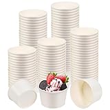 REFORUNG 100 Pezzi Coppette Gelato in Carta da 3oz Ciotole di Carta da Dessert Monouso Tazze di Cart a del Gelat o Bicchieri di Cart a da Desser t per Dessert Gelato e Yogurt, Bianco