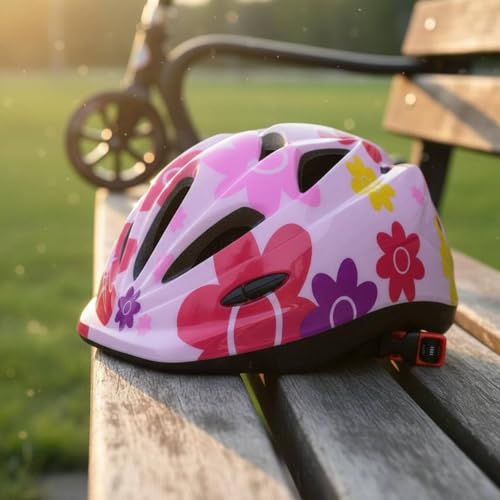 Casco infantil rosa para patinaje y bicicleta con ajuste trasero talla S08 4