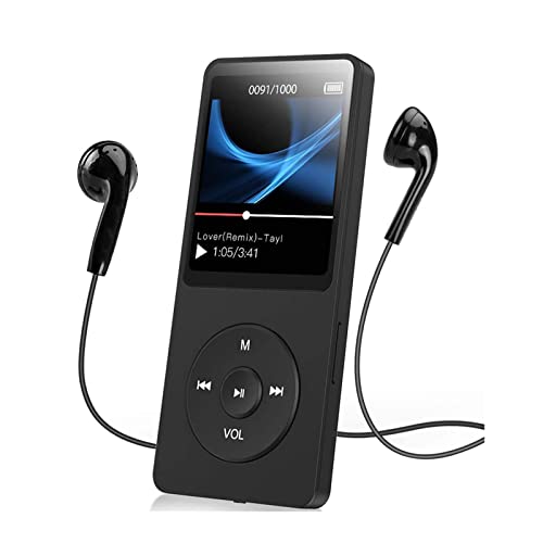 Lecteur MP3 Bluetooth, Digital, Compact et Portable Baladeur Sport HiFi, Radio FM/Haut-Parleur/Photos/Enregistreur Vocal, Externe Jusqu'à 128GB,32GB