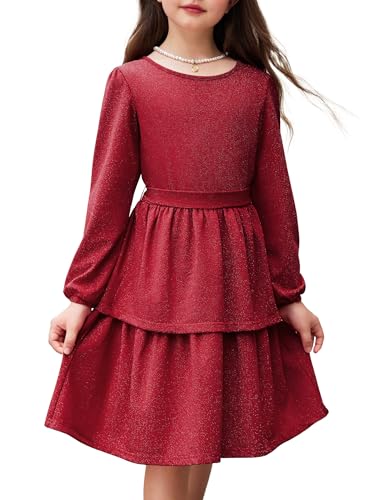 Arshiner Mädchen Kleider Glitzer Kinder Festliche Langarmkleid Elegant...