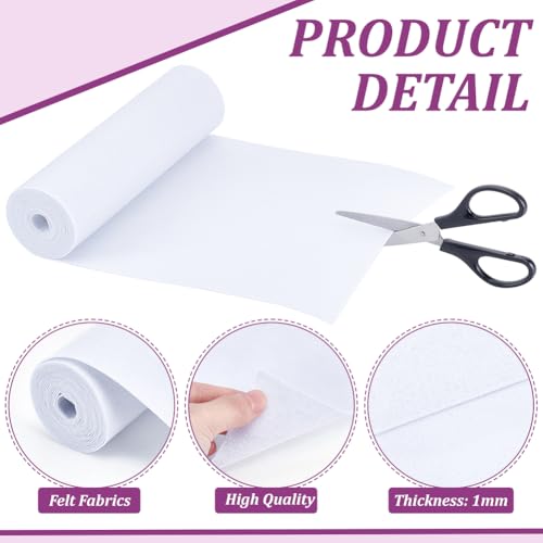 BENECREAT 3m WhiteSmoke Felt Roll, 24cm Wide Non Woven Felt Fabric - Image 4
