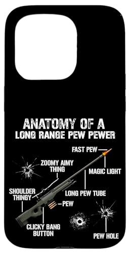Coque pour iPhone 15 Pro Anatomie d'un Pew Pewer – Funny Guns Sniper Gun Gaming Dire