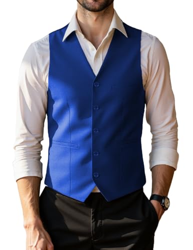Drolia Formal Men's Suit Vest Regular Fit Classic Suit Waistcoat Wedding Grooms