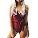 URIBAKY One Piece Deep V Neck DiseñO De Corbata BañAdor Elegante Push Up Cuello Colgante para Mujer