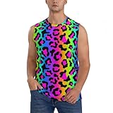 Camisas sin mangas arcoíris leopardo para hombre, camiseta de entrenamiento para correr, gimnasio para hombre, blanco y negro, XXL
