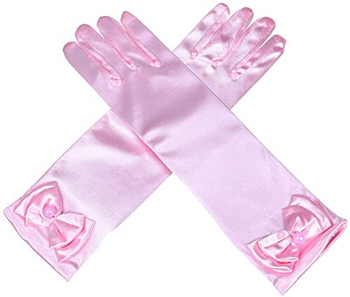Image of FancyDressWale Girls Satin Long Gloves for Princess Dress Up Party With Bows
