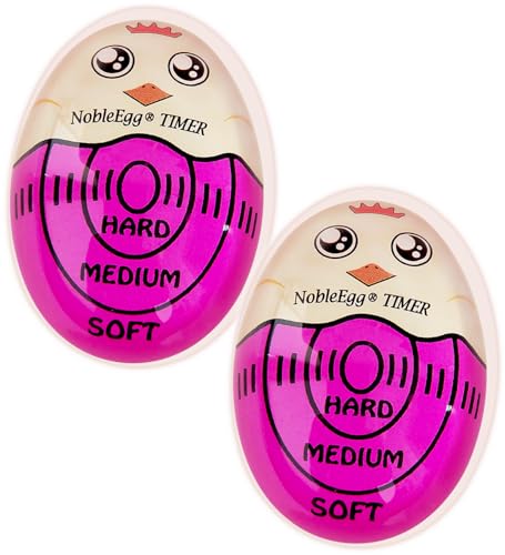 NobleEgg Egg Timer for Boiling Eggs, Soft Medium Hard Boiled Egg Timer That Changes Color When Done, No BPA, Basics line, Purple, Pack of 2