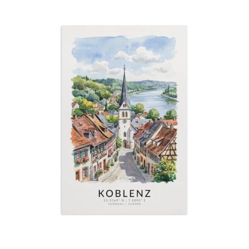 Poster de voyage Coblence 60x90 cm aquarelle impression paysage urbain