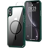 ZZDZZ Magnetic Case Designed for iPhone XR Case [Compatible with MagSafe] with Screen Protector Anti Scratch Protective Phone Case (Green)