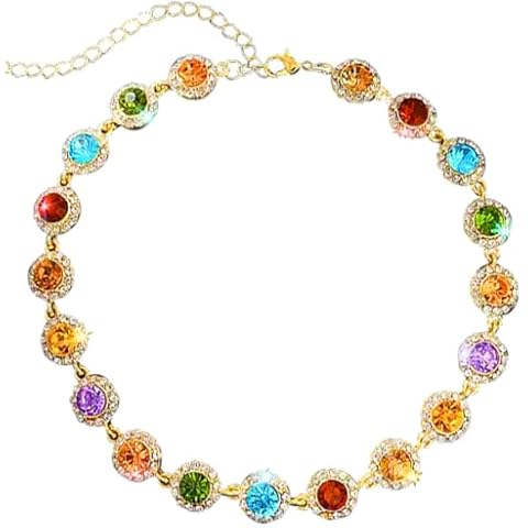 ACEDRE Colorful Crystal Choker Necklace Cover