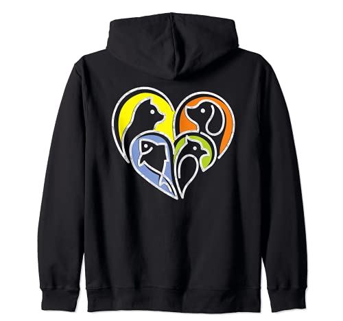 I love animals - Heart Pieces 2 - Fan Fun Zip Hoodie, Black