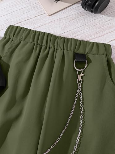 Image of Girls 2 Piece Outfit Set for Tween Girls, Sleeveless Crop Tank Top & Cargo Pants Jogger Set