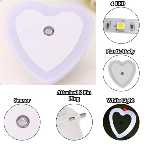 Image of fizzytech Smart Motion Sensor LED Light Bulb with Automatic On /Off and Dimmable White Glow, Energy Efficient 7W LED Bulb for Home, Stairs, Kitchen, Bathroom, Wardrobe Lighting(Heart White Pack-2)