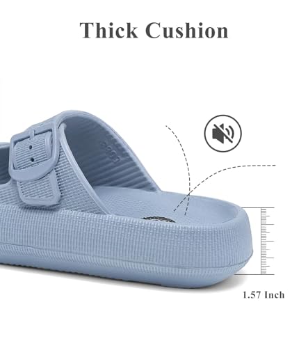 Image of Haifago Cloud Slide Sandals for Women Comfort Recovery Pillow Sandal, Lightweight House Bathroom Shower Slippers Adjustable Double Buckle Platform Slide