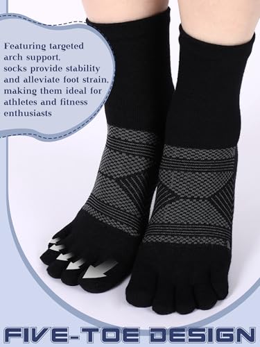 Image of Fourluoo 6 Pairs Women Cotton Athletic Toe Socks
