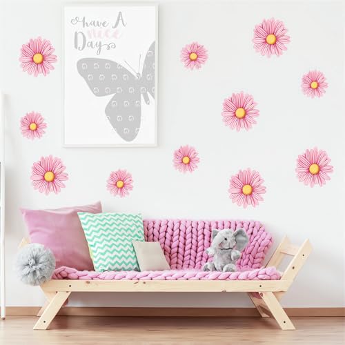 Vinilos decorativos de pared con flores margaritas rosas miniatura 5