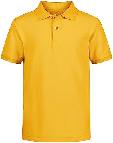 Nautica Big Boys' School Uniform Short Sleeve Pique Polo, Gold, Medium - 10/12