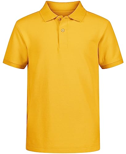 Image of Nautica Boys' School Uniform Short Sleeve Polo Shirt, Button Closure, Comfortable & Soft Pique Fabric
