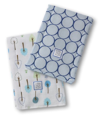 SwaddleDesigns Baby Burpies, Set of 2 Cotton Burp Cloths, True Blue Jewel Tone Mod Circles with Cute and Calm