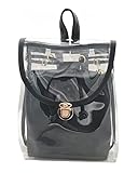 Jesdo Women's 2 in 1 Clear Fashion Backpack Transparent Travel Beach Shoulder Handbag Purse ( Black