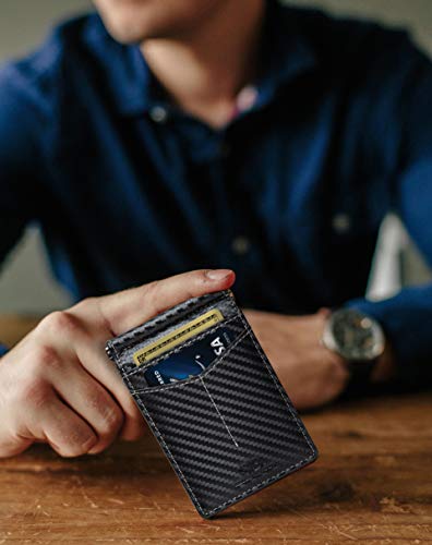 Image of SERMAN BRANDS RFID Blocking Wallet Slim Bifold - Genuine Leather Minimalist Front Pocket Wallets for Men with Money Clip Gift