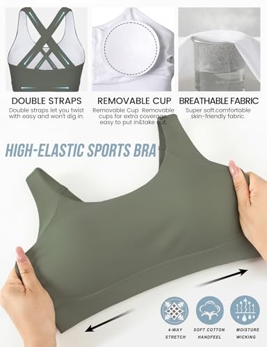 Image of Buauty Sports Bra for Women, Criss Cross Back Medium Support Workout Bras with Removable Cups for Yoga Running Gym