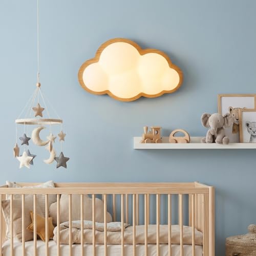 Alpinaluz Applique LED Enfant Nuage 3D avec Base en Fer Imitation Bois et Abat-jour en Polycarbonate Blanc, Lumière Intégrée 12W CCT Tricolore pour Chambres d’Enfants et Ambiances Modernes – vue 9