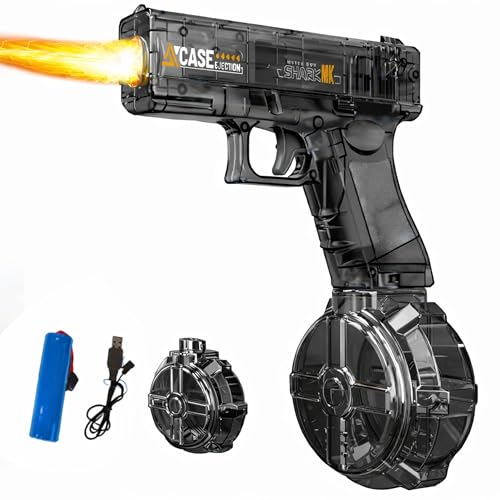 Image of Toyshine Rechargeable Automatic Holi Water Gun Toy with 330ml Capacity | Transparent Electric Water Squirt Gun with LED Light | Perfect for Holi Festival & Summer Outdoor Fun - Black