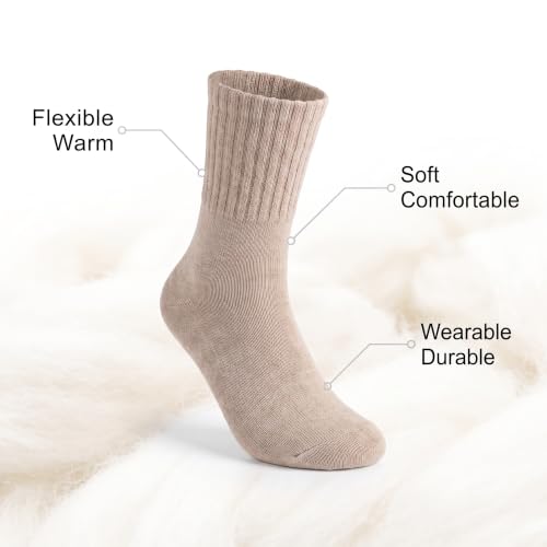 Image of Winter Women Socks 5 Pairs Vintage Wool Casual Thermal Crew Socks