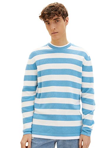 TOM TAILOR Denim Herren Pullover 1034928, 31620 - Blue White Block Stripe,...