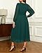 Pinup Fashion Women's Plus Size Wedding Guest Dress 2025 Formal Emerald Green Fall Long Sleeve Chiffon Wrap V Neck Midi Dresses
