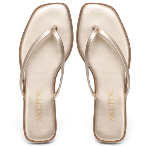Image of Flip Flops Sandals for Women Square Toe Lightweight Thong Slides