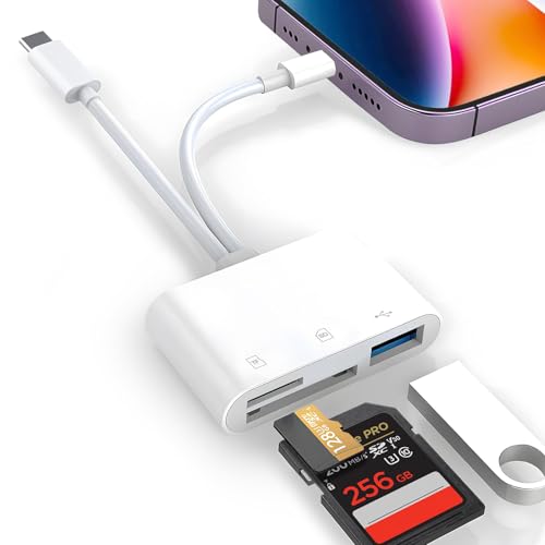 Image of SD Card Reader, 3 in 1 USB C SD Card Reader with with Dual Slot for SD /TF and USB Port High-Speed Data Transfer for iPhone, iPad, Laptop, Camera, Photographers, Professionals, Students, Travelers