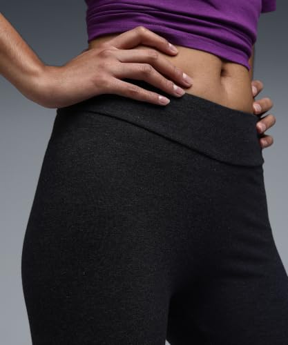 Image of Puma Women Mid Rise Essentialentials Graphic Leggings | Cotton-Blend Tight Fit Workout Tights | Stretchable Pull-On Gym Leggings | Stylish Everyday Legwear for Casual Or Fitnessential Use