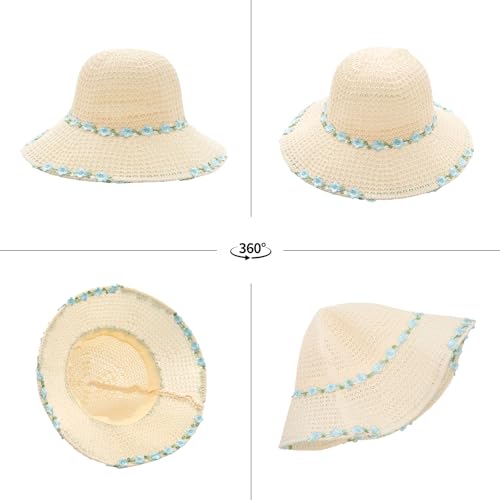 Sombrero de Paja YAMEIZE para Mujer con Ala Ancha miniatura 3
