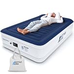 Active Era Luxury Double Inflatable Mattress with Built-in Electric Pump | Puncture-Resistant Flocked Airbed for Home Guests & Camping | Fast 3-Min Inflation Raised Air Mattress 193x137x36.5cm