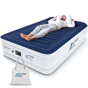 Active Era Luxury Double Size Air Mattress – Elevated Inflatable Air Bed, Electric Built-in Pump, Raised Pillow & Structured I-Beam Technology
