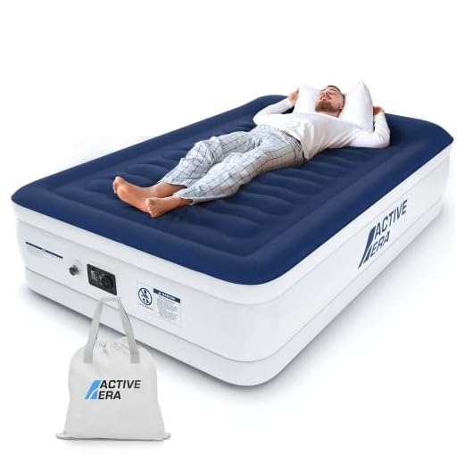 Active Era Luxury Double Inflatable Mattress | Puncture Resistant Double Airbed w/Flock Coating | Quick 3 Mins Blow Up Bed w/Built-in Pump | Portable Air Bed - Home Camping & Guests 193x137x36.5 cm