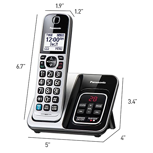 Panasonic Cordless Phone System, Bluetooth Pairing For Wireless Headphones And Smart Call Block And Bilingual Talking Caller Id, 1 Handset Expandable Up To 6 Cordless Handsets - Kx-Tgd890S (Silver) #TOP6