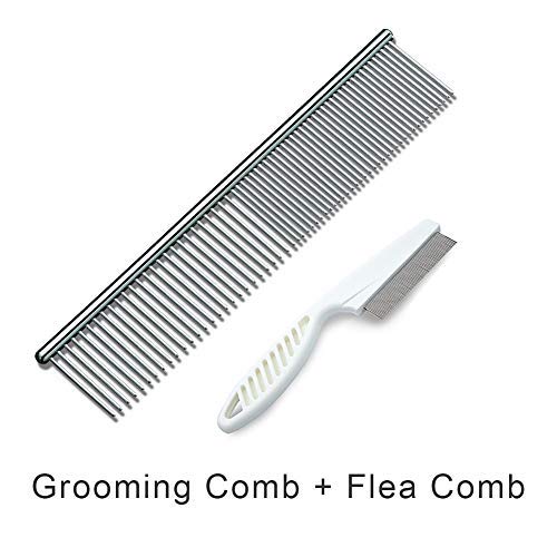 FiveADD MESIMME Pet Stainless Steel Grooming Dog Comb and Dog Cat Flea Comb
