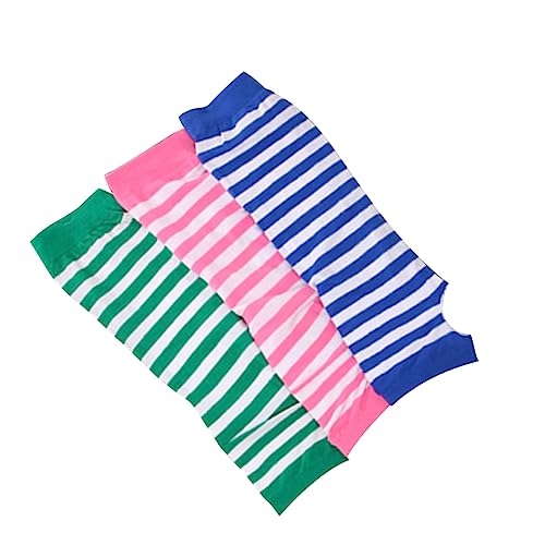 WOFASHPURET 3 Pairs Long Arm Length Fingerless Gloves Warm Christmas Striped Random Color
