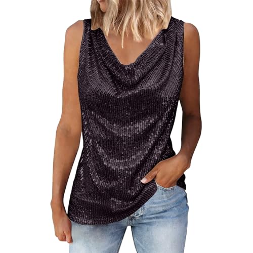 Débardeur femme à paillettes col en V chic pour l'été