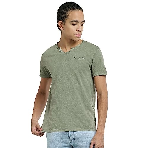 Image of Jack & Jones Men's Cotton Solid Slim Fit T-Shirt