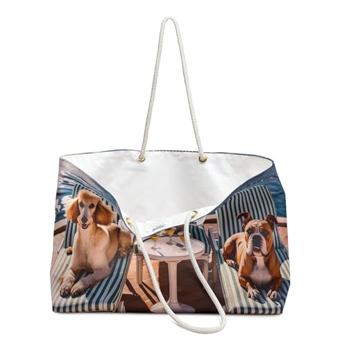 Chic Vintage Dog-Themed Weekender Bag, Pet Lover Beach Tote, Dog Parent Gift, Travel Bag, Poodle Mom3