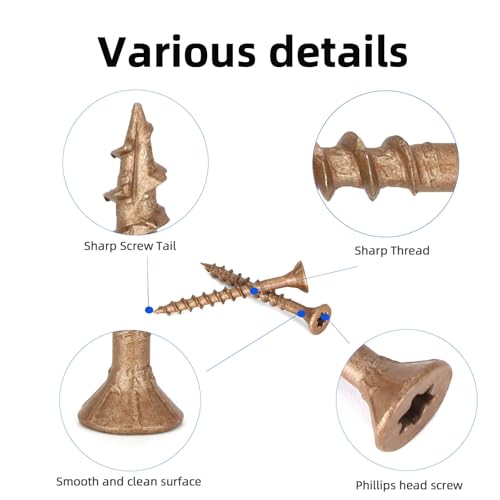 Image of Deck Screws #8 x 1-5 /8'', T25 Star Torx Drive Flat Head Wood Screws, Brown, 5lb