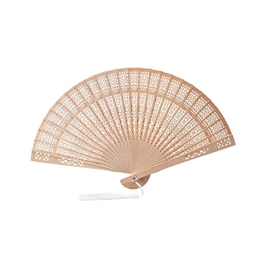 Sepwedd Set Of 50Pcs Sandalwood Fan Baby Shower Gifts Favors With Gift Bags And Tassels Wooden Folding Fan #TOP1