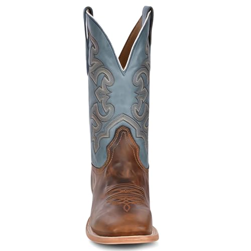 CORRAL MEN'S HONEY/BLUE EMBROIDERY WIDE SQ. TOE RODEO COLLECTION, LEATHER WITH RUBBER INSERT SOLE, WESTERN A42623