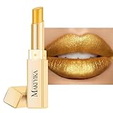 Moisture Gold Lipstick for Women Hydrate Tinted Lip Balm for Dry Cracked Lips Glossy Lip Color Juicy Finish, MA072 Winner Gold
