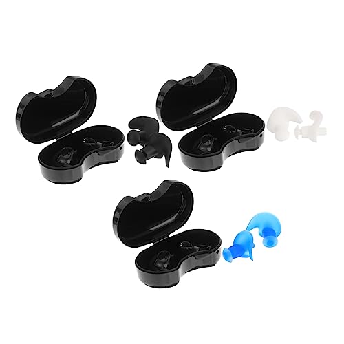 FRCOLOR Ergonomic Ear Plugs for Swimming 3 Pairs Silicone Earplug Set Water-Resistant Lightweight for Easy Travel